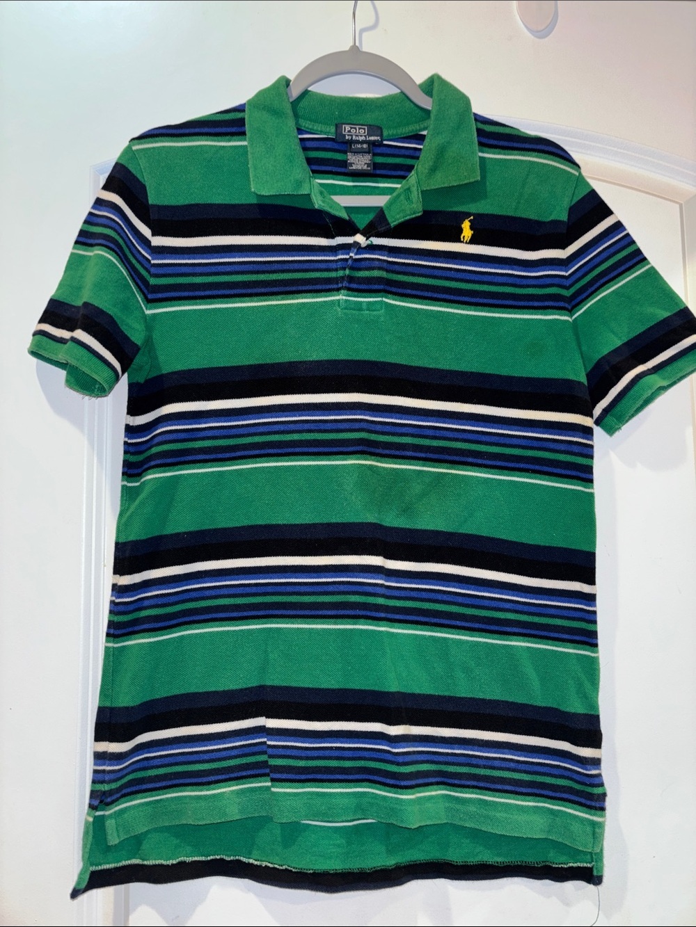 Polo by Ralph Lauren Green Striped Polo with Blue, Navy & White Bands